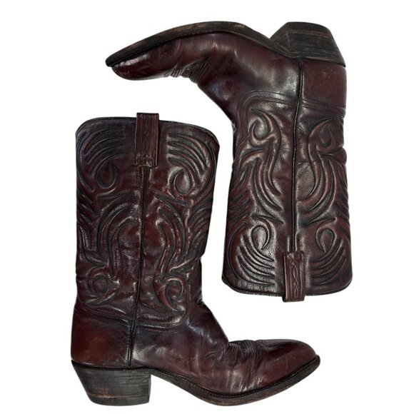 Dan Post Western Cowboy Boots Cherry Brown MENS SiZE 10D 6934 main image 11